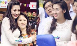 Á hậu Tú Anh diện áo dài trắng rạng rỡ về thăm trường cũ