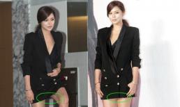 "Hoa hậu dao kéo" quên... quần, lúi húi che đậy