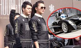 Thanh Hằng mặc đồ đua, lướt siêu xe Caparo cùng tay lái hàng đầu thế giới