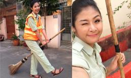 Hoa hậu Ngọc Hân hóa cô lao công nhí nhảnh