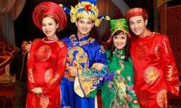 Áo dài của NTK Đức Hùng "đỏ rực" trong Táo Quân 2013