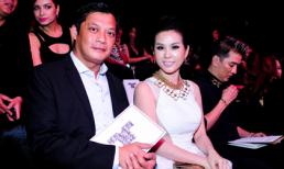 Ông xã "hộ tống" hoa hậu Thu Hoài đi xem thời trang