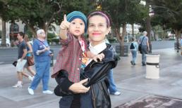 Thụy Anh đưa con trai thăm quan nước Mỹ