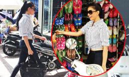 Bắt gặp Trương Thị May hăng say đi chọn mua giày dép