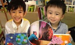 2 quý tử nhà Trương Bá Chi hí hửng vẽ tranh cùng mẹ