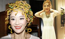 Viên San San đội "mũ toàn rắn" đi sự kiện