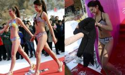 Thí sinh run rẩy trình diễn bikini giữa trời tuyết âm 11 độ 