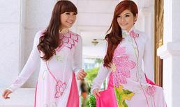 MC Ngọc Tiên cùng ca sĩ Tố Như du Xuân với áo dài hoa Sen