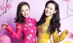 Chị em Phương Linh đua sắc khiến hoa đào "hờn ghen"