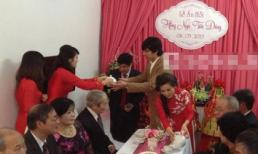 Giáo sư Cù Trọng Xoay bảnh bao trong lễ ăn hỏi