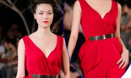 Tránh "lộ hàng", Thùy Dung vừa đi catwalk vừa giữ váy