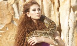 Siêu mẫu Hoàng Yến ôm trăn quay MV