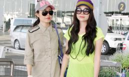 Quế Vân - Trà Ngọc Hằng "ngơ ngác" tại sân bay Thái Lan