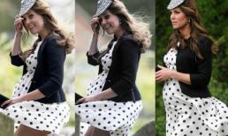 Công nương Anh suýt lộ bụng bầu 7 tháng vì bị gió tốc váy