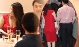 Thủy Top váy đỏ sexy khoác tay bạn trai đầy tình tứ