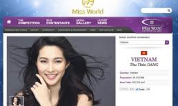 Hình ảnh Thu Thảo bất ngờ xuất hiện trên trang chủ của "Miss World"