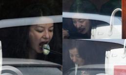 Triệu Vy mặt mộc "nhồm nhoàm" ăn uống "quên trời đất"