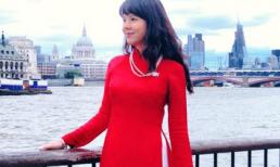 Diễm Quỳnh diện áo dài Đức Hùng đỏ rực tại London