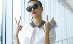 Siêu mẫu Thanh Hằng "xì-tin" rạng rỡ tại sân bay Nội Bài