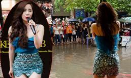 Quỳnh Nga hát giữa "ốc đảo" ngập nước trên phố Hà Đông