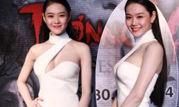 Linh Chi diện 'cây trắng' gợi cảm dự họp báo phim 'Tượng ma'