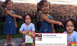 Cặp sinh đôi nhà Hồng Nhung: Bé Tép mách tội bé Tôm làm cả hai đi học muộn