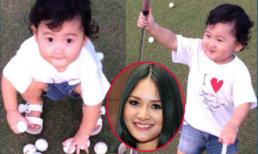 Con gái hoa hậu Hương Giang chơi gôn như chuyên nghiệp