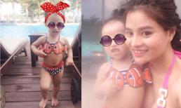 Mẹ con Vũ Thu Phương khoe ảnh mặc áo tắm vô cùng dễ thương