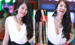 Quế Vân 'quấn rèm' đi dự họp báo phim