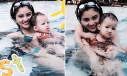 Vũ Thu Phương đưa công chúa nhỏ đi bơi