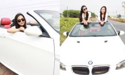 'Bản sao Angela Phương Trinh' về thăm quê bằng xe mui trần sành điệu