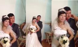 Chú rể bị vặt cổ bèo tai vì chụp ảnh cưới không mở mắt