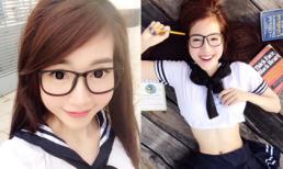 Elly Trần mặc đồng phục học sinh vẫn không quên khoe 'eo con kiến'