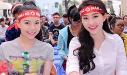 Hoa hậu Thu Thảo cùng Trà Ngọc Hằng tươi tắn đi hiến máu