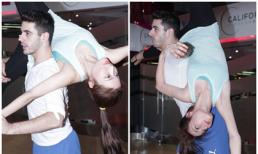 Diễm My 9X bị trai Tây "trồng cây chuối", dốc ngược người mạo hiểm