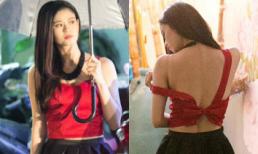 Trương Quỳnh Anh bị tuột dây áo ngay trên phố 