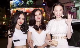Angela Phương Trinh xinh như “công chúa” cùng mẹ và em đi khai trương quán tiền tỷ