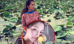 Kim Hiền để mặt mộc già nua, chèo thuyền đi hái sen