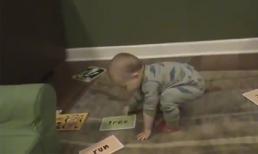 Bé 16 tháng tuổi chơi trò tìm chữ cực chuẩn