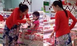 'Bắt gặp' Diễm Hương bụng bầu to, mặt mộc đi siêu thị