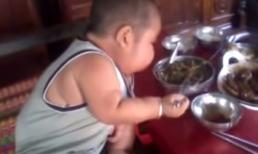 Em bé 2 tuổi ở Kiên Giang ăn bằng 3 người lớn