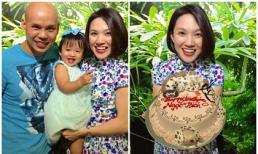 Phan Đinh Tùng và con gái hí hửng mừng sinh nhật bà xã