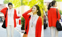 Nàng công sở phối đồ đẹp với áo len ngày chớm đông
