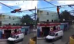 'Toát mồ hôi' với bài thể dục buổi sáng trên dây điện