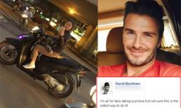 Beckham 'choáng' khi fan Việt vừa lái xe chở con vừa chụp hình