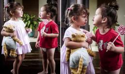 Con trai Hồng Nhung 'quên mặc quần', nô đùa với em gái