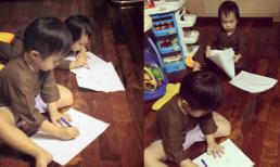 Hai con Lý Hải - Minh Hà nằm vẽ tranh cực yêu