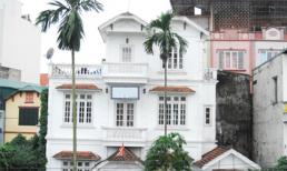 Nhà vườn trắng tinh khôi nổi bật triền đê sông Hồng