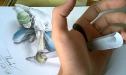 9X vẽ thanh kim loại xuyên tay gây chú ý trên mạng