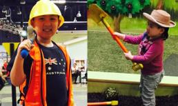 Quý tử nhà Bằng Kiều 'quậy tưng bừng' khi được bố đưa đi chơi